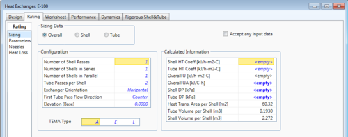 Figure 2. HYSYS Heat Exchanger Ratings