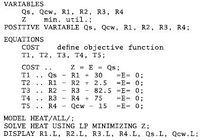 GAMS problem input (Seider, 2004)