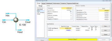 Figure 1. Design Specs Page HYSYS Heat Exchanger